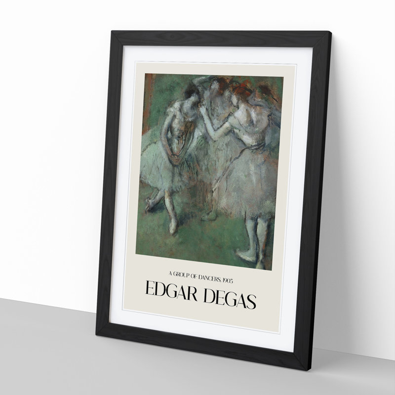 A Group of Ballet Ballerina Dancers by Edgar Degas - Picture Frame Painting, Black Framed, 36cm H x 27cm W x 2cm D