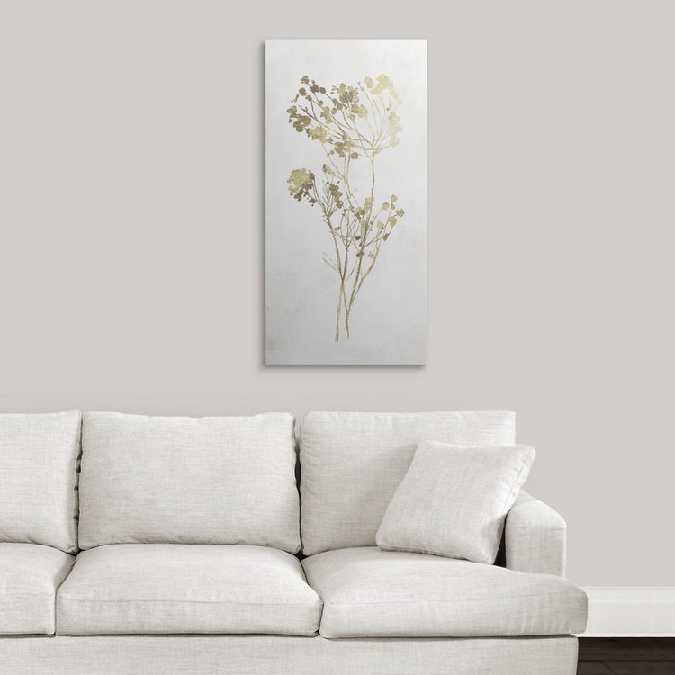 Reitman Gold Botanical II 'Asia Jensen, reproduction d'art, H 38 po x l 23 po x P 1 po, Cadre blanc