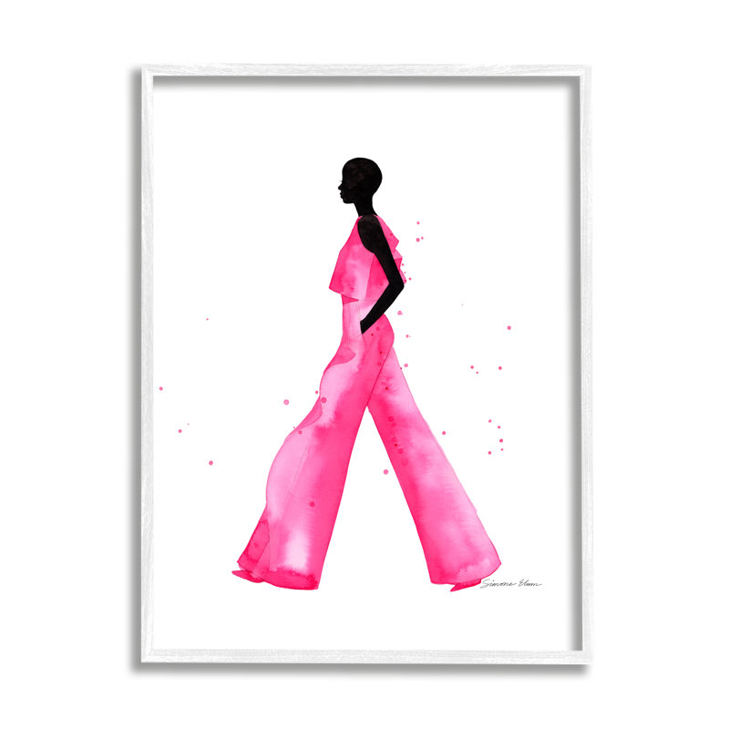 Fille moderne et tendance par Simone Elum, Giclée encadrée blanc bord de mer, H 30 po x l 24 po x P 1,5 po