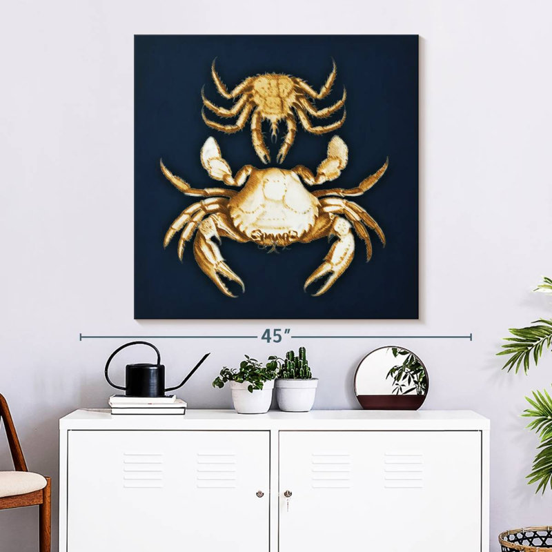 Brampt Crabs Navy, 33" H x 33" W