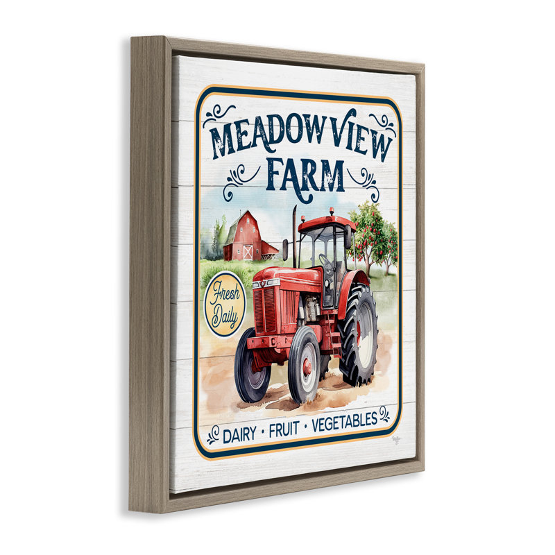 «Meadowview Farm Tractor», encadrée par Mollie B., Cadre flottant orme Montalcino, H 25 po x l 25 po