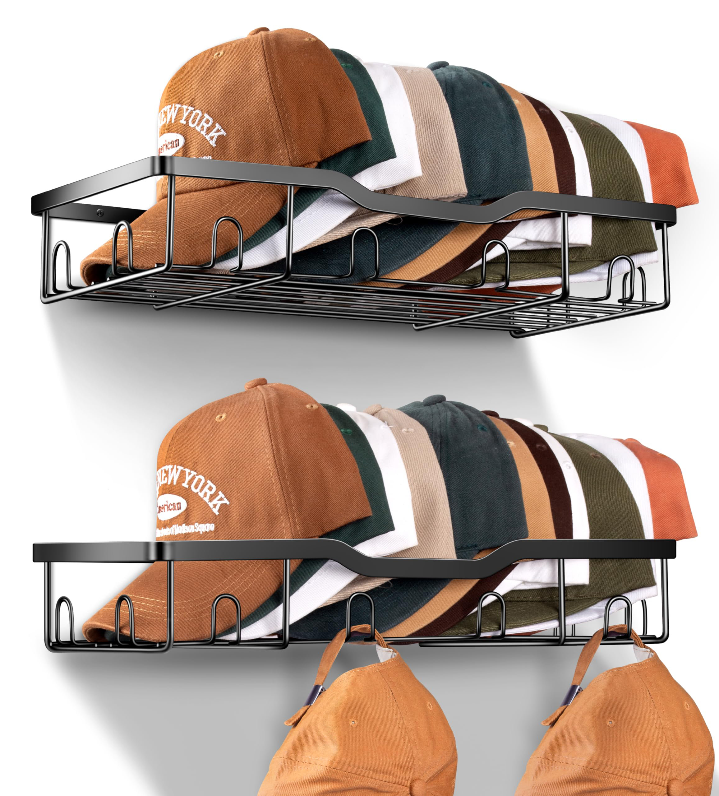 Rebrilliant Metal Hat Racks For Baseball Caps Wall Hat Organizer Fit 20 ...