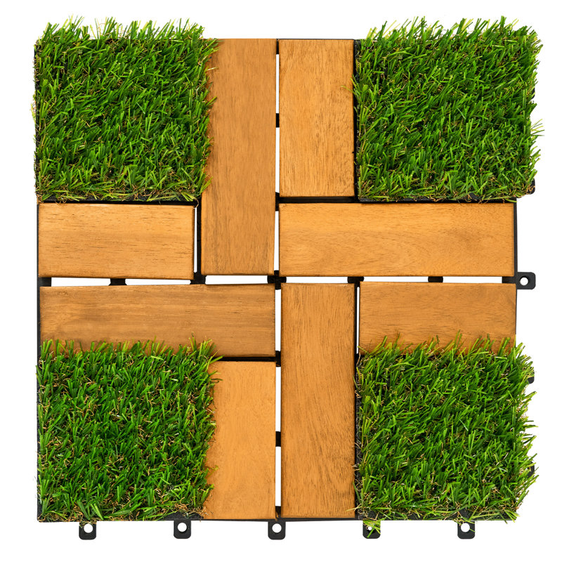 VCP9 12'' L x 12'' W Solid Wood Interlocking Deck Tile in Yellow