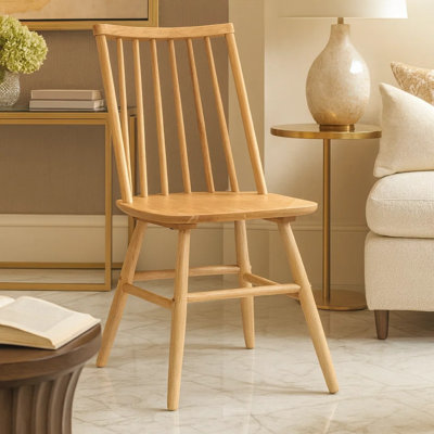 Ensemble de 2 chaises d'appoint de salle à manger Ger, dossier à lattes, bois de chêne brun naturel