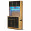 100cm W Large Freestanding Kitchen Cabinet & Microwave Stand with App-Controlled LED & Sockets, Multi-Tier Drawer Pantry Cupboard, Modern Wood-127420572