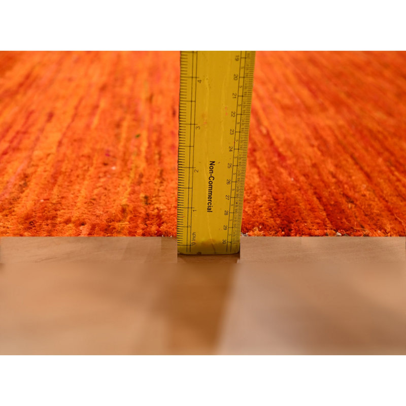 Tapis oriental orange 2 pi x 3 pi Tangelo 2 pi x 3 pi, motif uni uni noué à la main