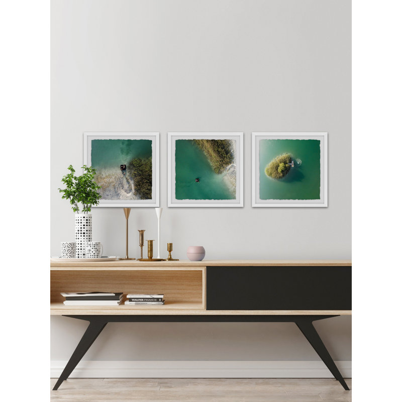 Calm Waters Triptych - ensemble de 3 reproductions de photos encadrées, H 12 po x l 12 po x P 1,5 po
