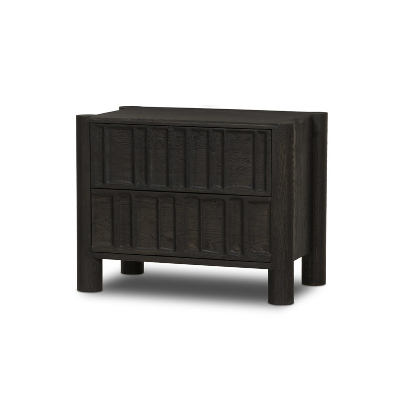 Ezri 2 - Drawer Solid Wood Nightstand, Black