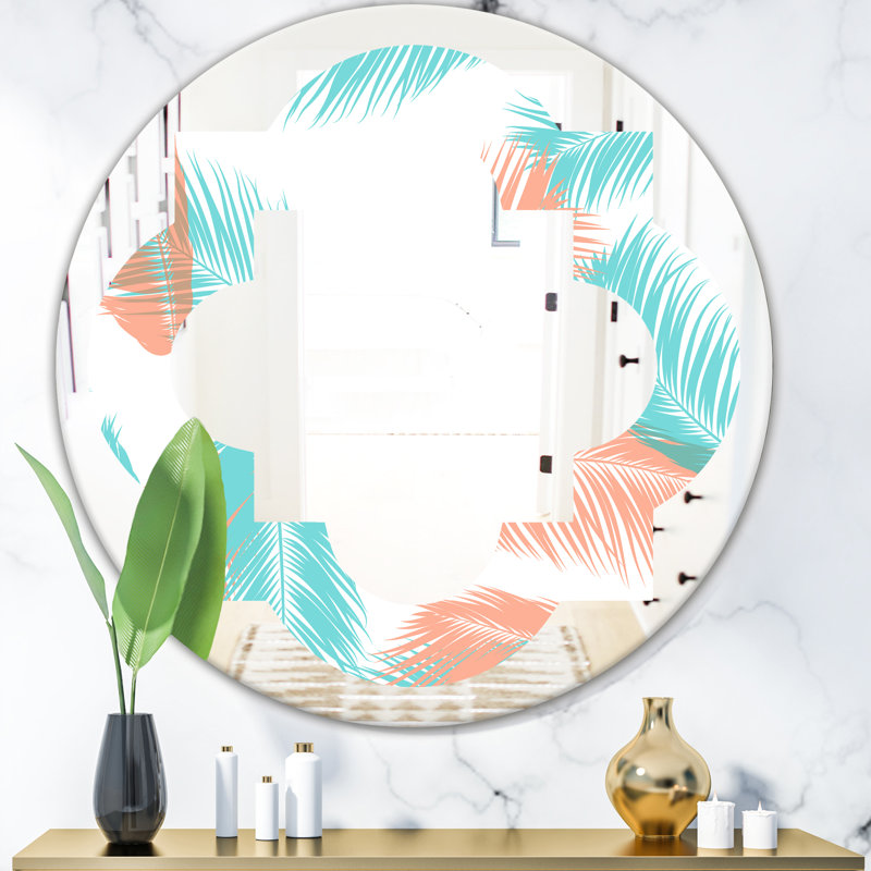 Miroir mural Quatrefoil Coastal, 31,5 po x 31,5 po, Feuillage tropical II