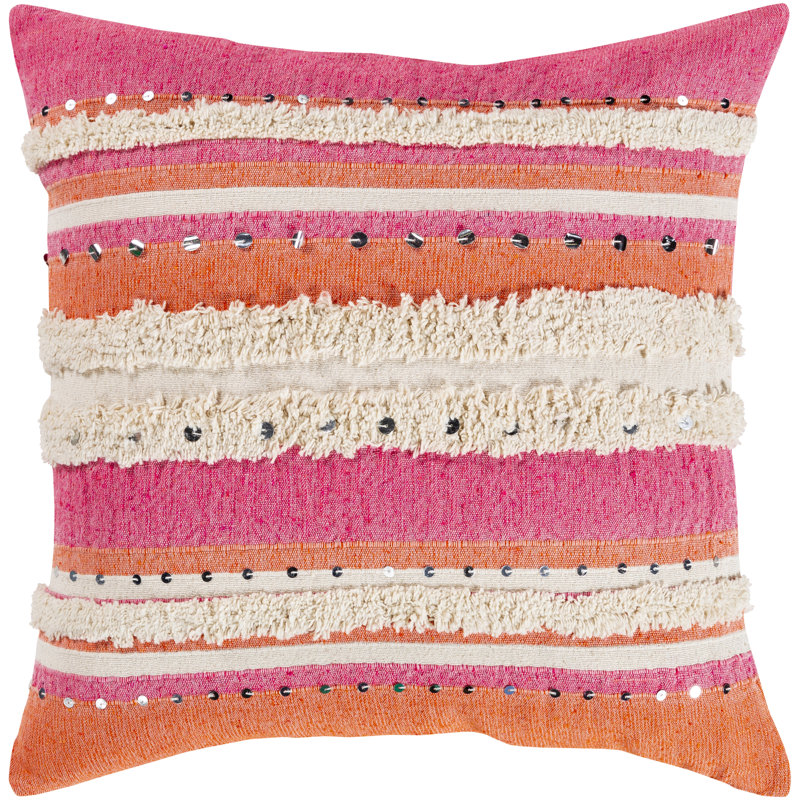 Coussin décoratif Temara, Rose vif, Polyester / Bourre en polyester, 20 po x 20 po
