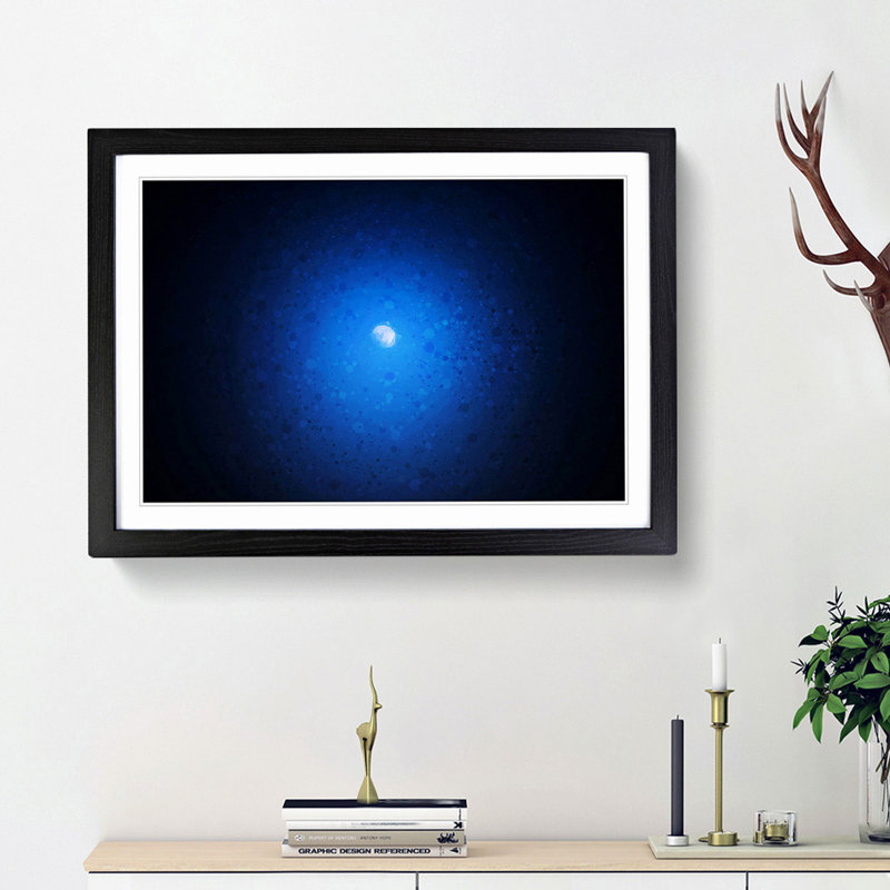 Half Moon in Abstract - Picture Frame Graphic Art Print, Black Framed, 36cm H x 48cm W x 2cm D