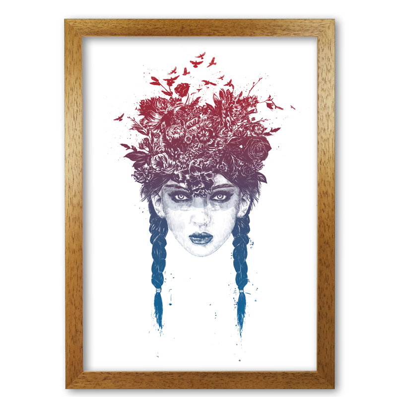 Summer Queen by Mercedes Lopes Charro - Print, 29.7 cm H x 21 cm W x 5 cm D, Honey Oak