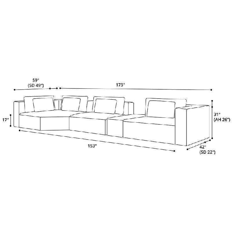Ayton Modular Sectional, Left Hand Facing