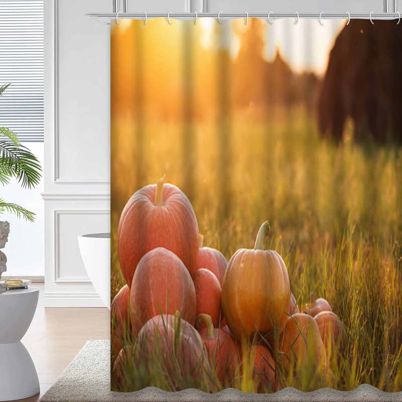 Rideau de douche avec 12 crochets Pumpkins, L 72 po x l 78 po