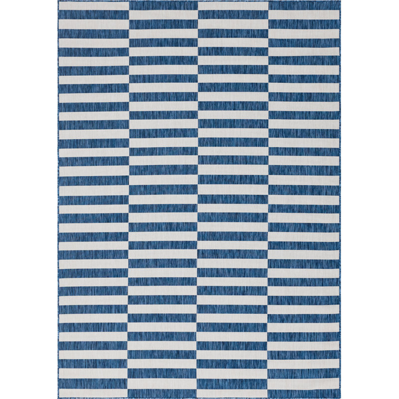 Tapis rayé bleu marine / ivoire Pana, Rectangle 8 pi x 11 pi 4 po