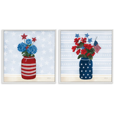  «Patriotic Stripes & Stars Florals», ensemble de 2 giclées sur papier par Yvette St. Amant