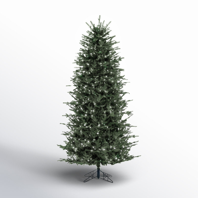 Artificial Fir Christmas Tree with Lights, 7.5', Clear/White