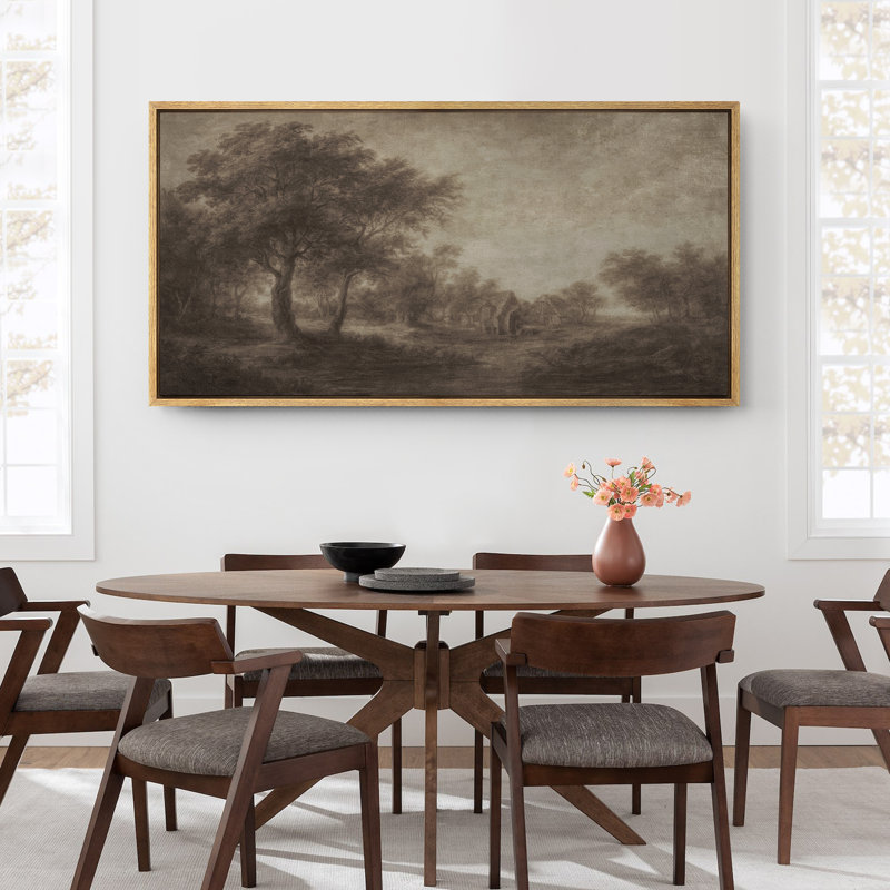 Grande impression sur toile encadrée - impression de paysage rétro pour décoration rustique, Naturel, H 30 po x l 60 po