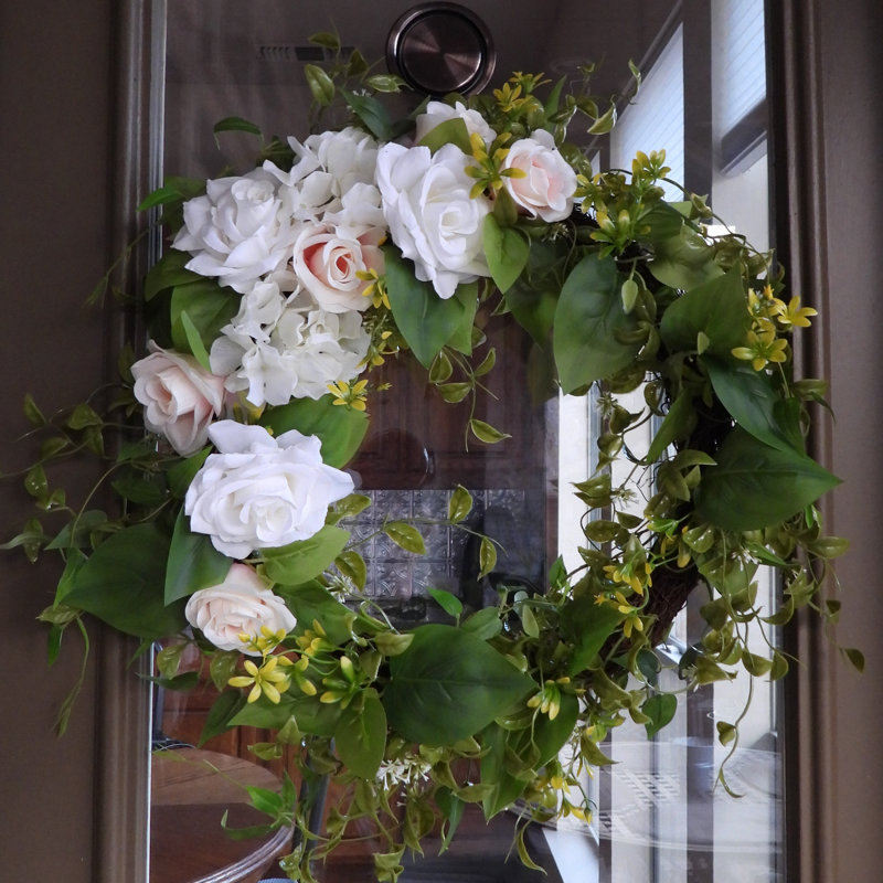 Faux Rose Hydrangea 24'' Wreath