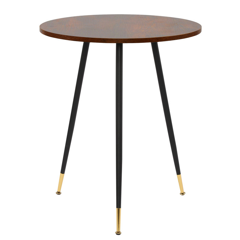Contemporary Round Wood End Table Accent Table With 3 Legs For Bedrooms, Living Rooms, Black, Dark Brown Wood