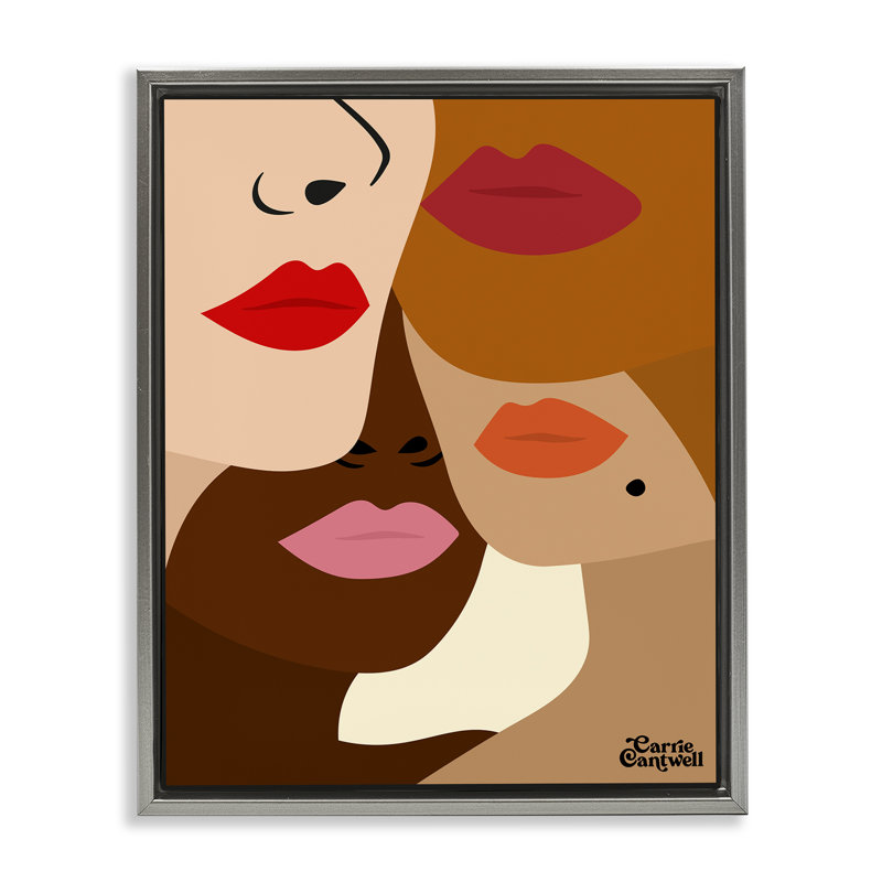 Cadre flottant Plusieurs visages de femmes, design par Carrie Cantwell, H 21 po x l 17 po, Cadre flottant gris lustré