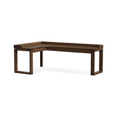 Bureau d'écriture rectangulaire en bois massif avec tiroirs Nut-brown