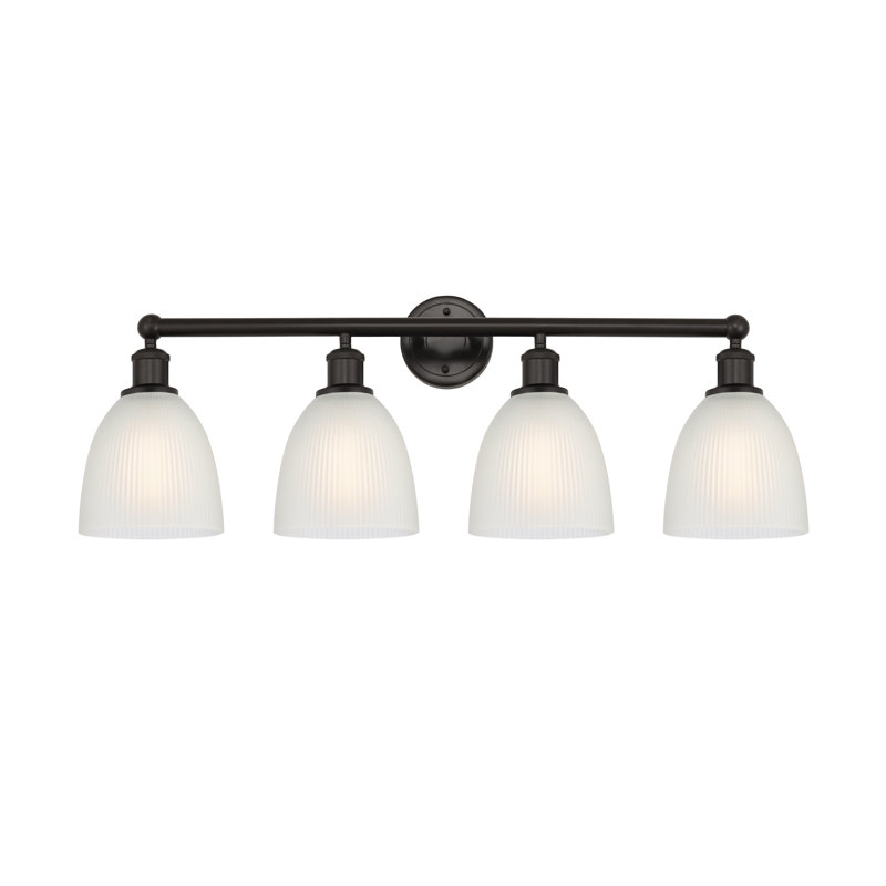 Éclairage pour meuble-lavabo 4 lumières 33 pouces Philomene, Blanc, Bronze huilé