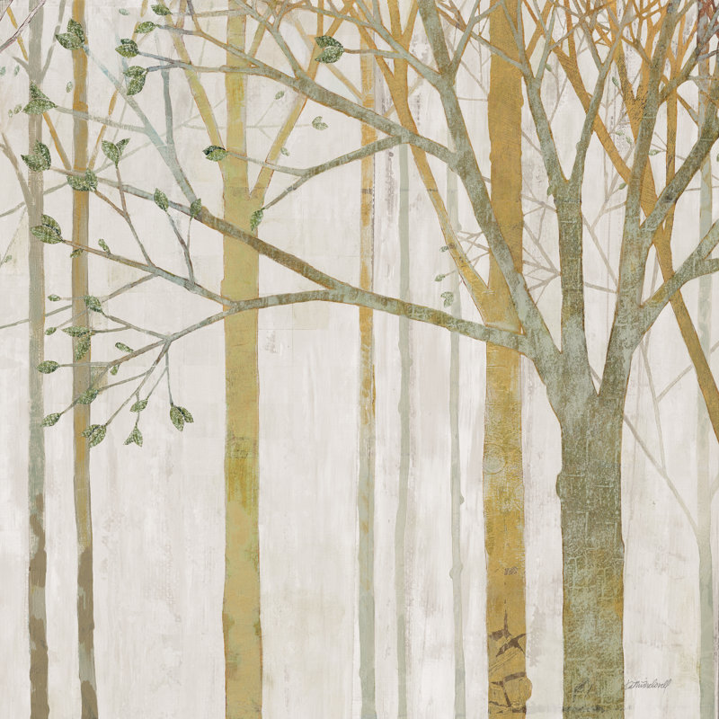 In Springtime III Gold Gray by Kathrine Lovell - Wrapped Canvas Painting, 122cm H x 122cm W