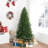Traditional Prelit Artificial Christmas Tree with Warm Lights and Metal Stand, Wide Realistic Tree-1760786250