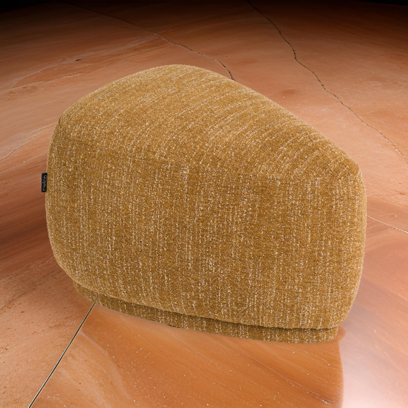 Reno Kini 26 Inch Ottoman, River Rock Shape, Frame, Yellow