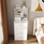 Coiffeuse 3 en 1 avec miroir à DEL et tabouret de rangement - coiffeuse de maquillage compacte avec 4 tiroirs, armoire de rangement et tabouret caché, panneau de densité, bibliothèque ouverte pour l'organisation de la chambre à coucher