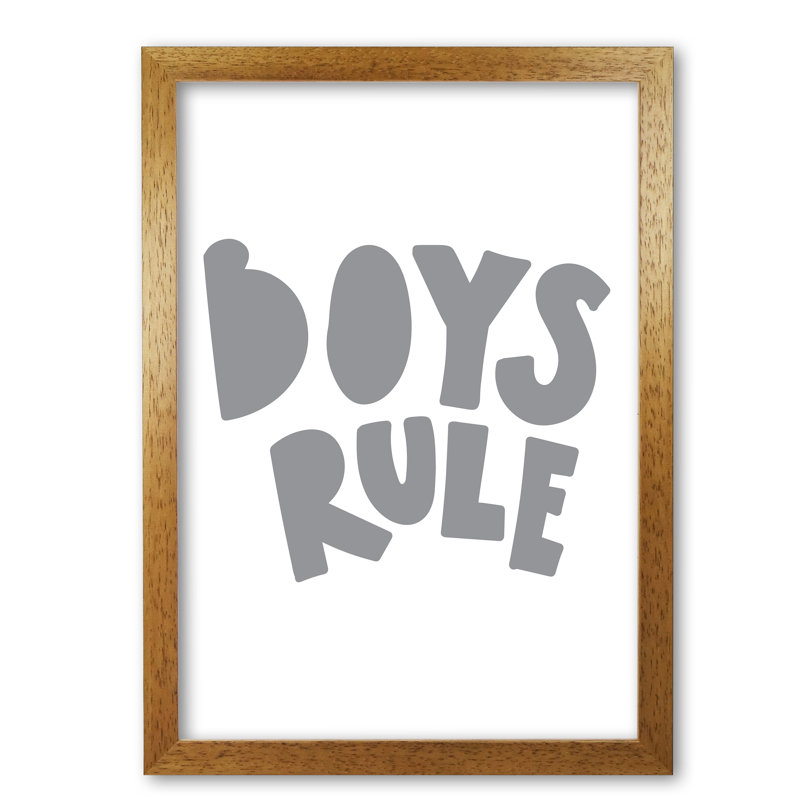 Boys Rule - Print, Honey Oak Frame, 30 cm H x 21 cm W x 5 cm D