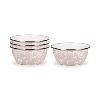 4 Piece Taupe Swirl Salad Bowls Set