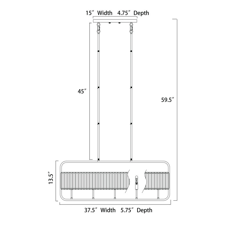 Peraza 5 - Light Dimmable Square / Rectangle Chandelier