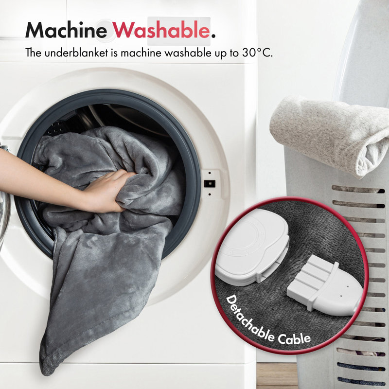 VonHaus Heated Electric Throw Blanket, 160 x 130cm, 9 Heat Settings, 9 Hour Timer, Machine Washable