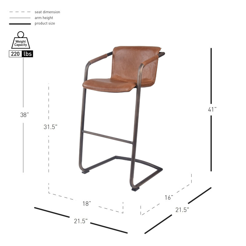 Nielsville Bar & Counter Stool, Antique Cigar Brown, Bar Stool (30" Seat Height), Gold