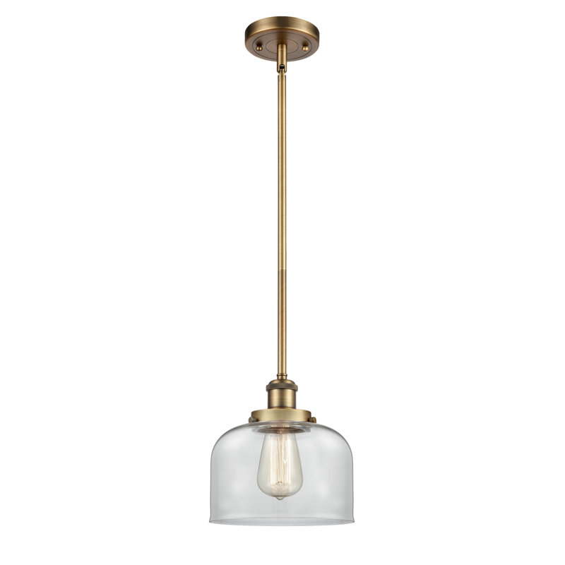 Mini luminaire suspendu en forme de tige 8 po Ballston Urban Bell, Clair, Cuivre antique, Ampoule non incluse