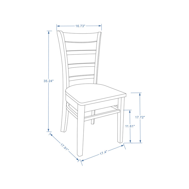 Ercan   17.72'' H Solid Wood Side Chair, Dark Walnut
