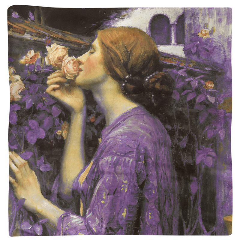 John William Waterhouse Cotton Floral Square Napkin, Purple