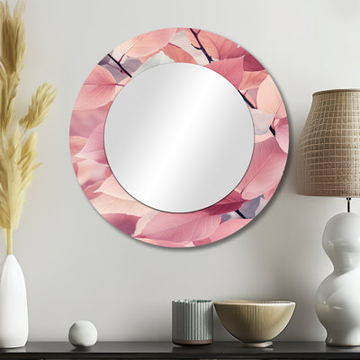 «Rose Shadows Parmi Les Feuilles I» - Décoration murale miroir floral - imprimé sur métal