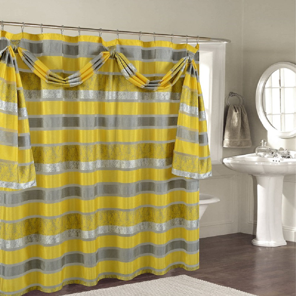 Florine Striped Shower Curtain Bayou Breeze 