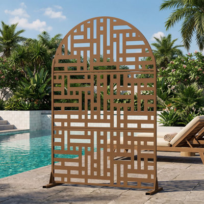 71"x47" Black Metal Outdoor Privacy Screen