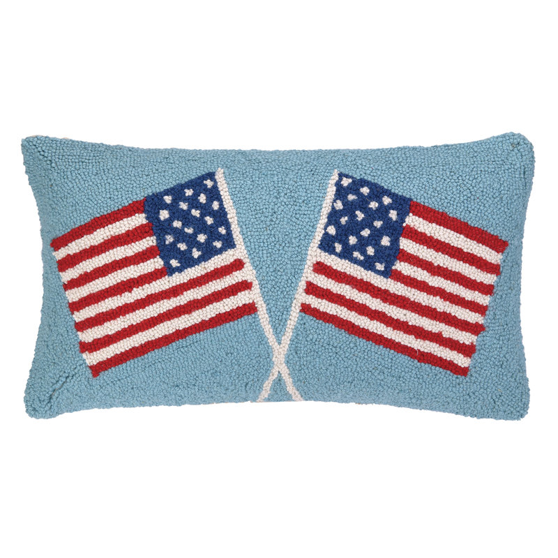 Coussin lombaire en laine avec crochet indicateur usa, Drapeaux doubles
