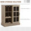Armoire de cuisine avec porte-bouteilles de 6 bouteilles et porte-verres à pied, porte coulissante