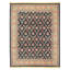 Hand Knotted Wool Oriental Area Rug in Navy And Ivory