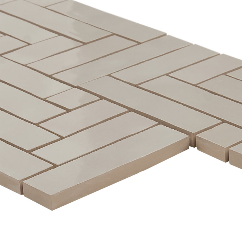 Zelora 1" Glossy Ceramic Mosaic Wall Tile, Linen Beige