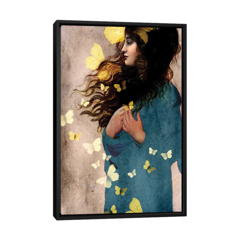 « bye bye papillon » par catrin welz-stein, reproduction d’impression sur toile tendue, H 26 po x l 18 po x P 1,5 po