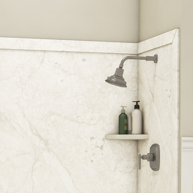Encadrement de douche en alcôve crème Flexticon l 60 po x P 60 po x H 80 po Flexticone, Crème Botticino