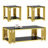 Tonasia 51" L x 27.5" W 2-Tier Rectangle Tempered Glass Top Coffee Table, Deluxe Gold Stainless Legs Sofa Table