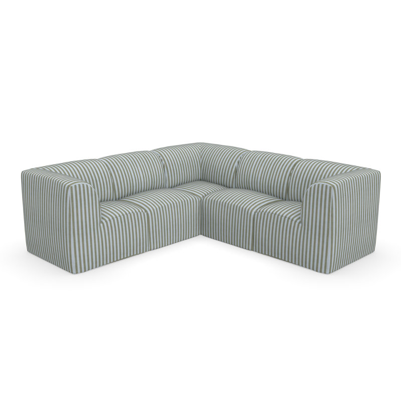 Canapé d'extérieur en Sunbrella® de 124 po Fleener, Sunbrella® à rayures vertes